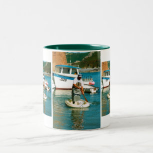 Caneca De Café Em Dois Tons Pescador no porto de Bonne Nuit