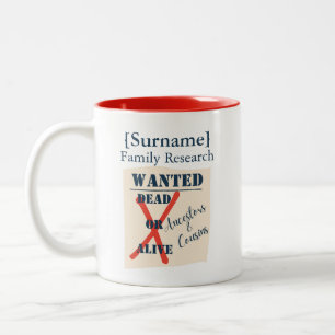 Caneca De Café Em Dois Tons Pesquisa da Família [Sobrenome] (Cartaz de Procura