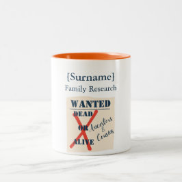 Caneca De Café Em Dois Tons Pesquisa da Família [Sobrenome] (Cartaz de Procura