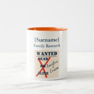 Caneca De Café Em Dois Tons Pesquisa da Família [Sobrenome] (Cartaz de Procura