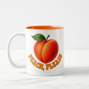 Caneca De Café Em Dois Tons Pêssego Por Favor Engraçado em Duas Cores
