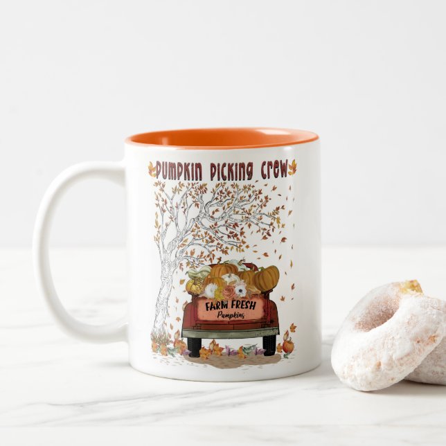 Caneca De Café Em Dois Tons Pessoal de Abóbora (Com Donut)