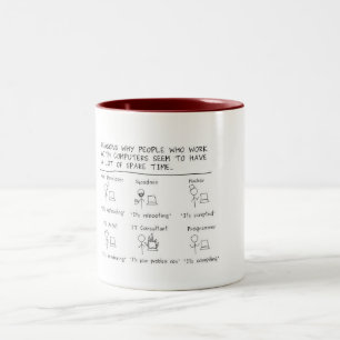 Caneca De Café Em Dois Tons Pessoas que trabalham com computadores…