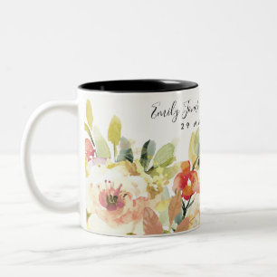 CANECA DE CAFÉ EM DOIS TONS PESSOAS SUBTÂNEAS FLORAL DE COR DA ÁGUA SALVAR O