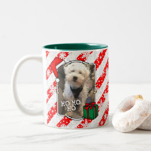 Caneca De Café Em Dois Tons Pet 2 Foto do Papai Noel de Natal Personalizado