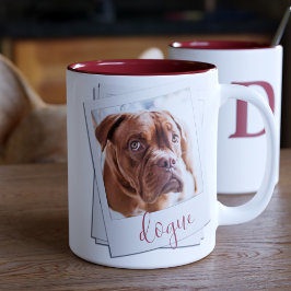 Caneca De Café Em Dois Tons Pet Dog Nome da Imagem Instantânea Coffee Mug