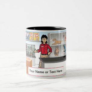 Caneca De Café Em Dois Tons Pet Store - Cartoon feminino por PrintedPerfection
