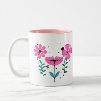 Caneca De Café Em Dois Tons Pétalas Rosa