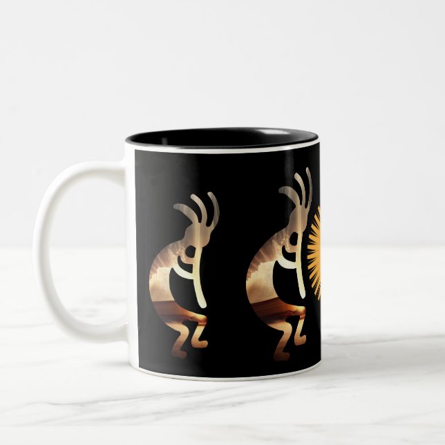Caneca De Café Em Dois Tons Petroglicphs da Caverna de abstrato Kokopelli (Esquerda)