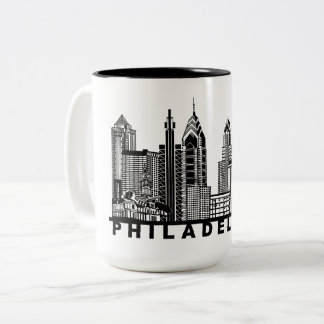 Caneca De Café Em Dois Tons Philadelphia Skyline Silhouette 