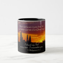 Caneca De Café Em Dois Tons Philippians 1:2-3 Grace e Peace to You, Sunset