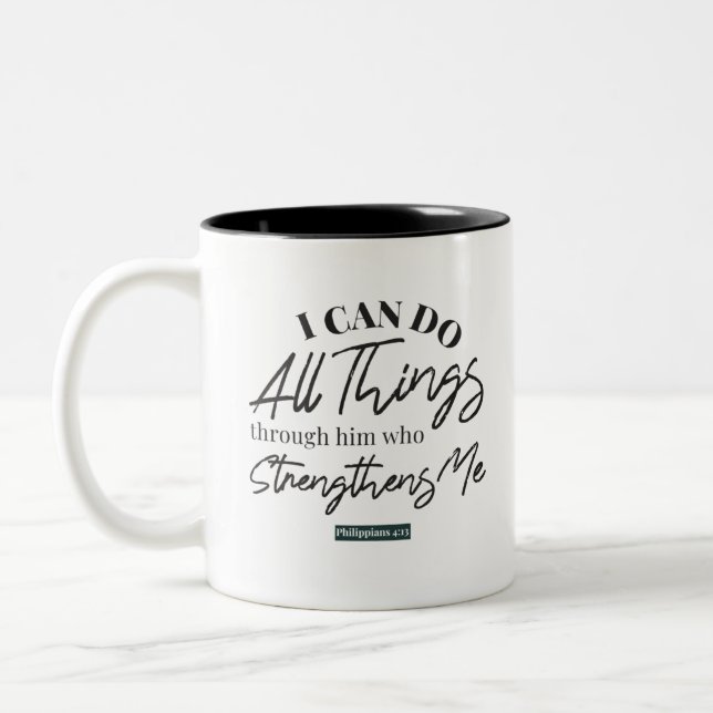 Caneca De Café Em Dois Tons Philippians 4:13 (Esquerda)
