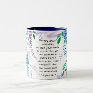 Caneca De Café Em Dois Tons Philippians 4:6-7 Reze sobre tudo