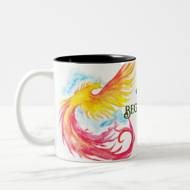 Caneca De Café Em Dois Tons Phoenix e Novos Começos (Esquerda)