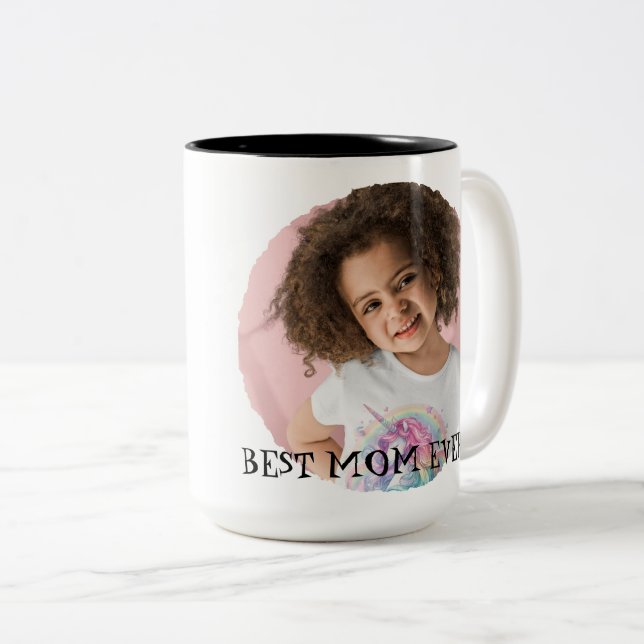 Caneca De Café Em Dois Tons Photo Best Mom Ever (Frente Esquerda)