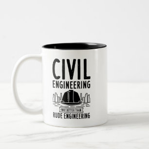 Caneca De Café Em Dois Tons Piada de Engenharia Civil Engraçada Graduado em En
