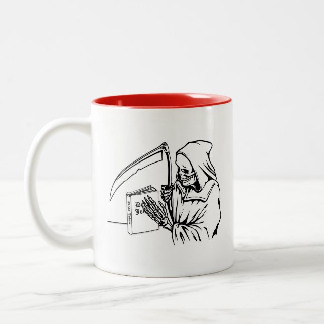 Caneca De Café Em Dois Tons Piada Rindo de Morto Pai Celebrador de Grim (Esquerda)