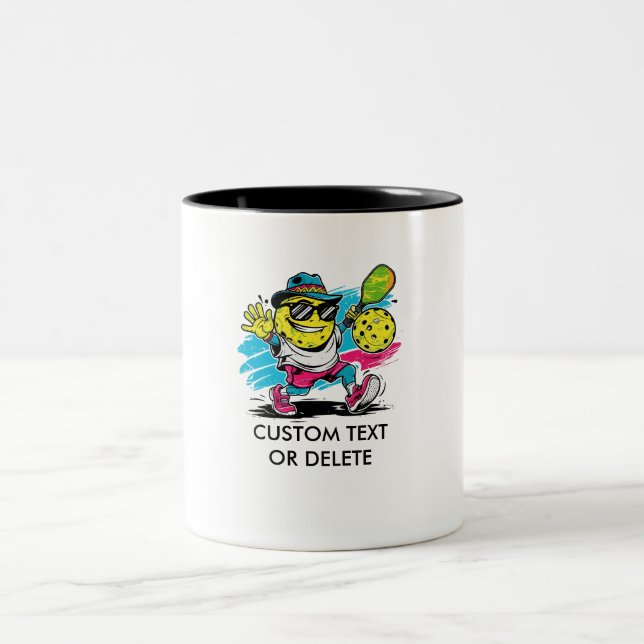 Caneca De Café Em Dois Tons pickleball engraçado (Centro)