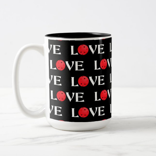 Caneca De Café Em Dois Tons Picleball Love Red & Black Namorados Pickleball (Esquerda)