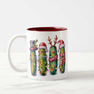 Caneca De Café Em Dois Tons Picles engraçados de Natal Pepinos de Natal