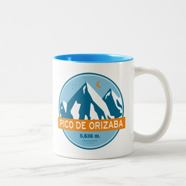 Caneca De Café Em Dois Tons Pico de Orizaba México Stars Moon (Direita)
