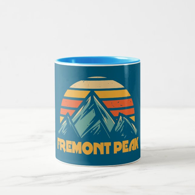 Caneca De Café Em Dois Tons Pico Fremont Wyoming Turquesa Retro (Centro)