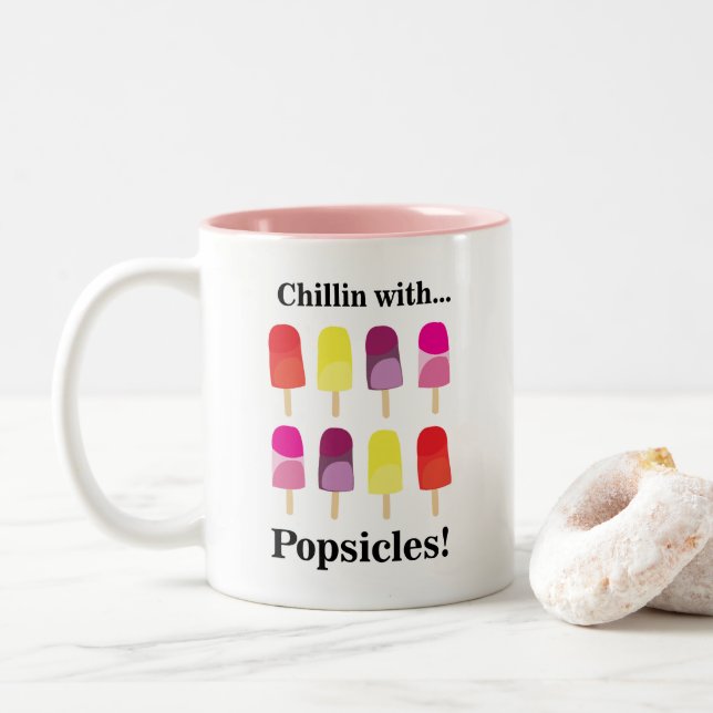 Caneca De Café Em Dois Tons Picolé Colorido Verão  (Com Donut)