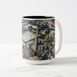 Caneca De Café Em Dois Tons Piece Hall & Cúpula da Igreja Square, Arte Halifax