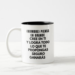 CANECA DE CAFÉ EM DOIS TONS PIENSA EN GRANDE REGALO PERSONALIZADO PARA(NOMBRE)