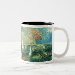Caneca De Café Em Dois Tons Pierre bancos de Renoir um do Seine em