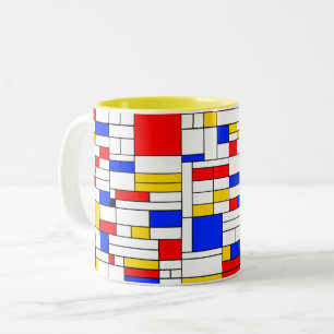 Caneca De Café Em Dois Tons Piet Mondrian Style Abstrato Art