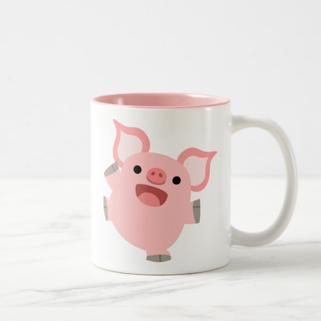 Caneca De Café Em Dois Tons Pig. Cartoon Joyous Bonito (Direita)
