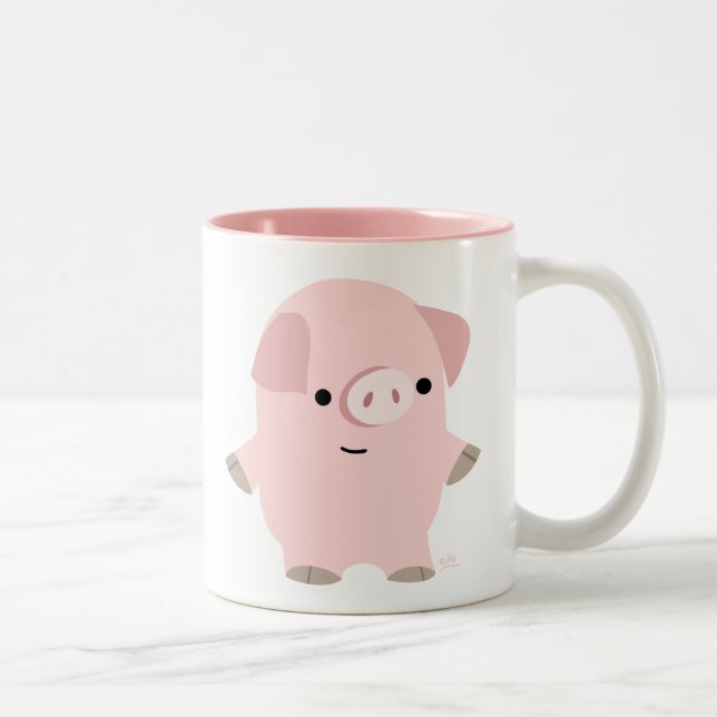 Caneca De Café Em Dois Tons Pig. de Cartoon Silencioso (Direita)