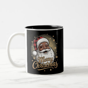 Caneca De Café Em Dois Tons Pijamas de Natal Afro-Americanos Papai Noel