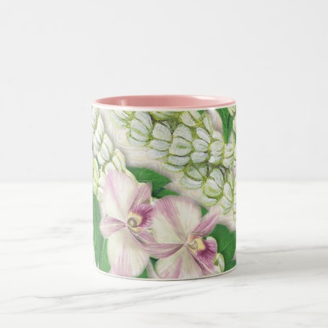 Caneca De Café Em Dois Tons Pikake Lei(sq) Mug (Centro)