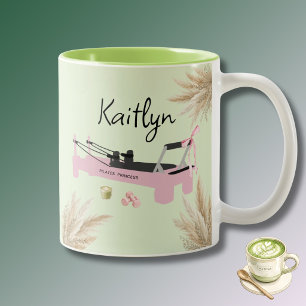 Caneca De Café Em Dois Tons Pilates Princesa Rosa Reformer & Matcha 