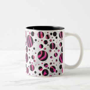 Caneca De Café Em Dois Tons Piloka Dot Zebra Preta e Rosa Quente