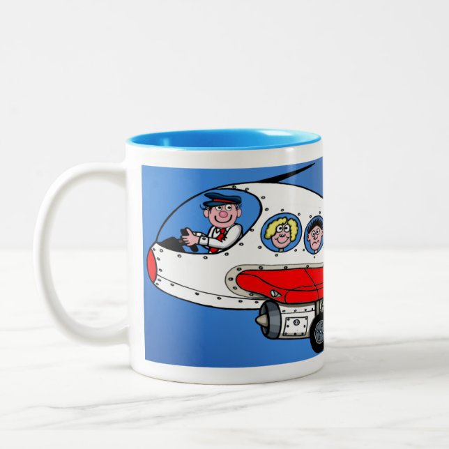 Caneca De Café Em Dois Tons PIlot and aeroplane cartoon (Esquerda)
