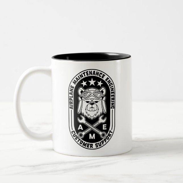 Caneca De Café Em Dois Tons Piloto Bear Mug - dupla face (Esquerda)