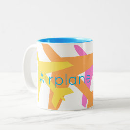 Caneca De Café Em Dois Tons Piloto Colorir MODO AVIÃO Voando Diversão Viagem