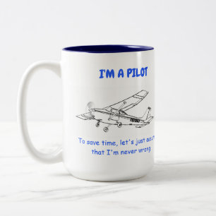 Caneca De Café Em Dois Tons Piloto de Cessna Engraçado