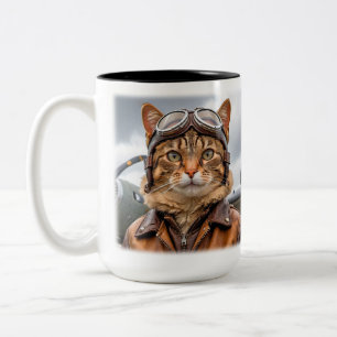 Caneca De Café Em Dois Tons Piloto de combate de gatos WII