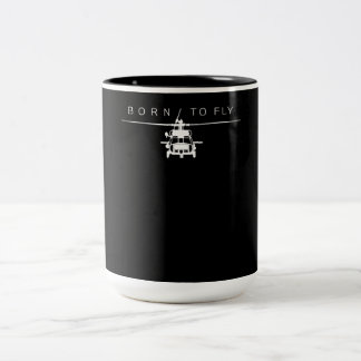 Caneca De Café Em Dois Tons Piloto Helicóptero da Aviação Militar Blackhawk -