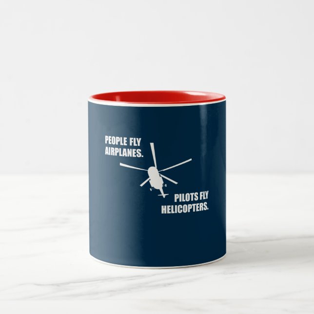 Caneca De Café Em Dois Tons  Piloto Helicóptero Funny Voando Avião Avião Avião (Centro)