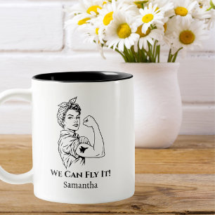 Caneca De Café Em Dois Tons Piloto Mulher Nós Podemos Voar Ela Mulheres na Avi