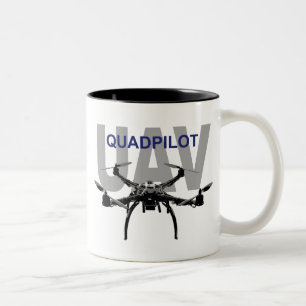 Caneca De Café Em Dois Tons Piloto quadpiloto UAV Quadcopter