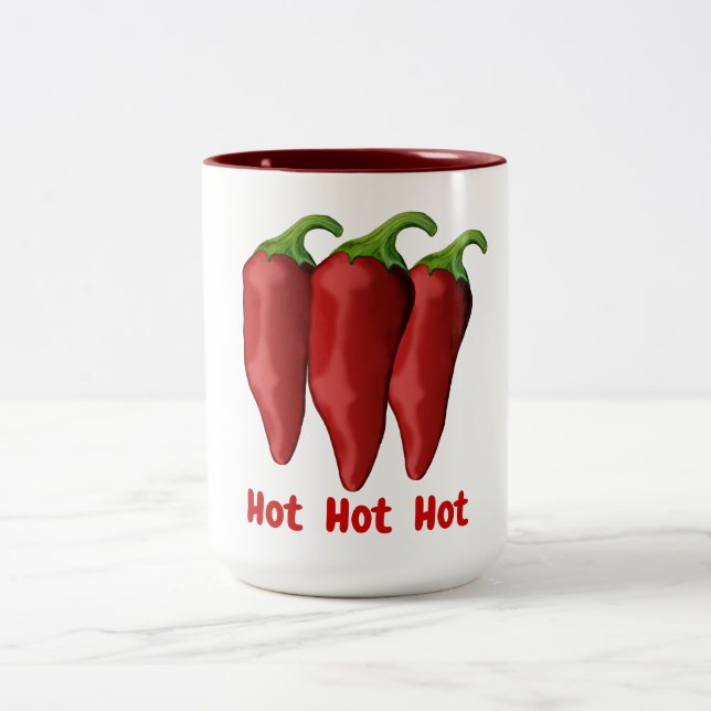 Caneca De Café Em Dois Tons Pimentos (pimentões) vermelhos (Centro)