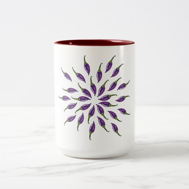 Caneca De Café Em Dois Tons Pimentos Quentes - Arte Roxo Mandala (Centro)