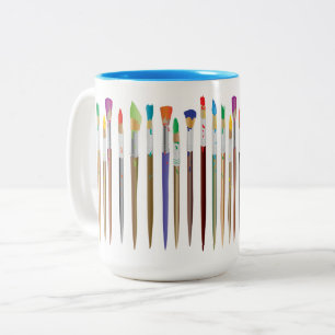 Caneca De Café Em Dois Tons Pincéis de Pintura Artista em Várias Cores