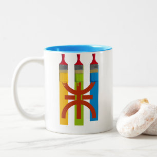 Caneca De Café Em Dois Tons Pincel tingido pinta o estilo Amazigh flag amazigh